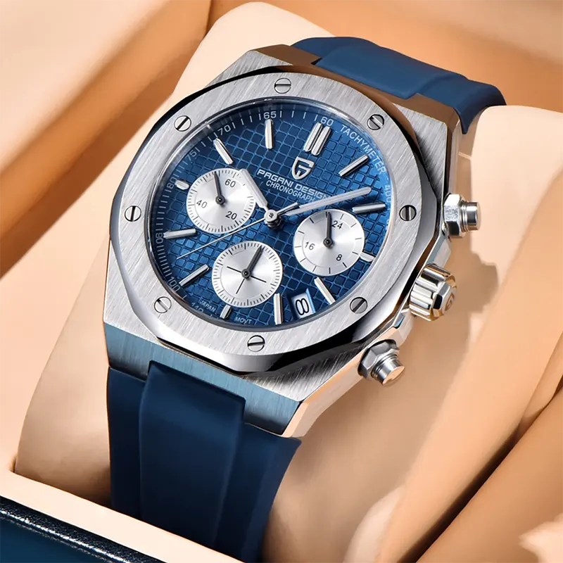 Pagani Design Royal Oak Quartz Blue Dial Men's Watch- PD-1707